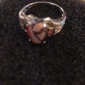 Dainty silver and tiger stone ring